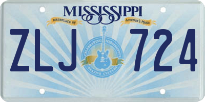 MS license plate ZLJ724