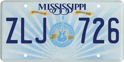 MS license plate ZLJ726
