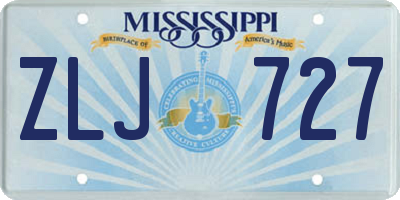 MS license plate ZLJ727