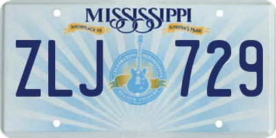 MS license plate ZLJ729