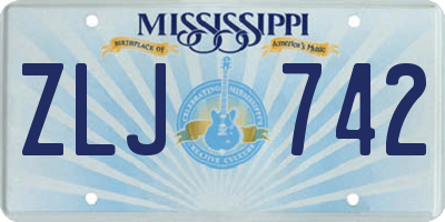 MS license plate ZLJ742