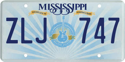 MS license plate ZLJ747