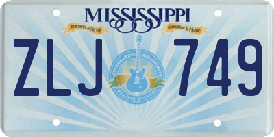MS license plate ZLJ749