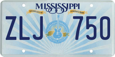 MS license plate ZLJ750