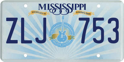 MS license plate ZLJ753