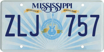 MS license plate ZLJ757