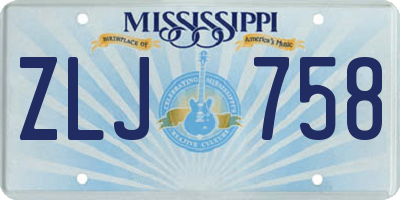 MS license plate ZLJ758