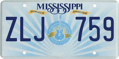 MS license plate ZLJ759