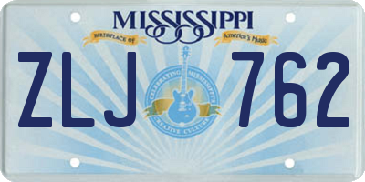 MS license plate ZLJ762