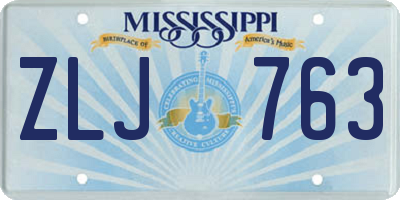 MS license plate ZLJ763