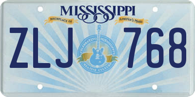 MS license plate ZLJ768