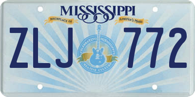 MS license plate ZLJ772