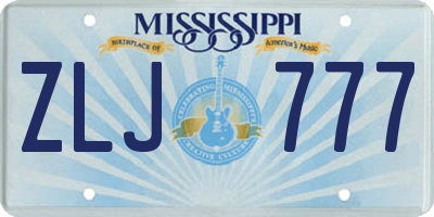 MS license plate ZLJ777