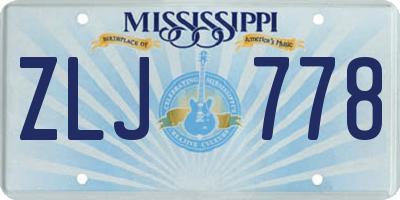 MS license plate ZLJ778