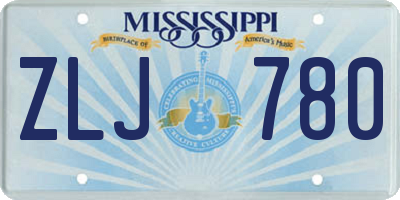 MS license plate ZLJ780