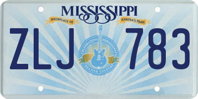 MS license plate ZLJ783