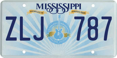 MS license plate ZLJ787