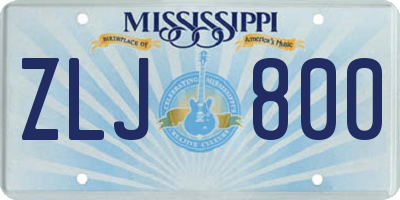 MS license plate ZLJ800