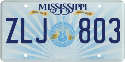 MS license plate ZLJ803