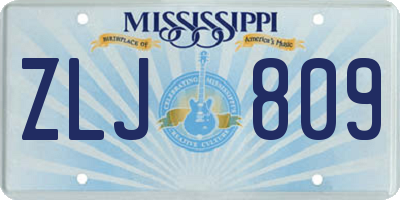 MS license plate ZLJ809