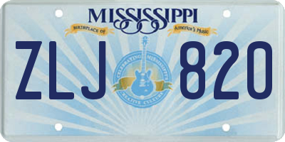 MS license plate ZLJ820