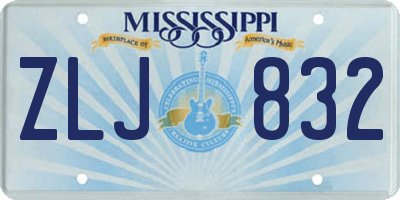 MS license plate ZLJ832