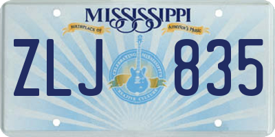 MS license plate ZLJ835