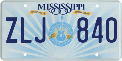 MS license plate ZLJ840