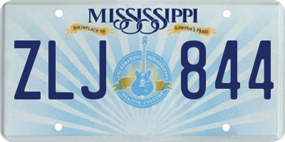 MS license plate ZLJ844