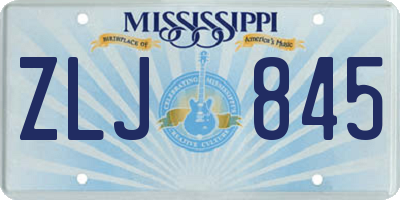 MS license plate ZLJ845