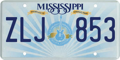 MS license plate ZLJ853