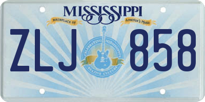 MS license plate ZLJ858