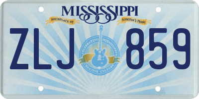 MS license plate ZLJ859