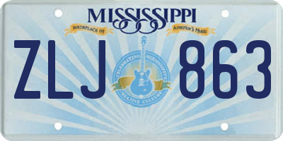 MS license plate ZLJ863