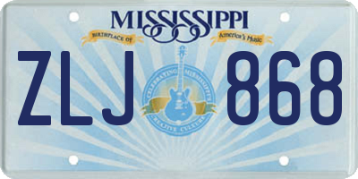 MS license plate ZLJ868