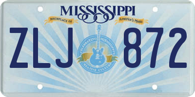 MS license plate ZLJ872