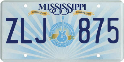 MS license plate ZLJ875