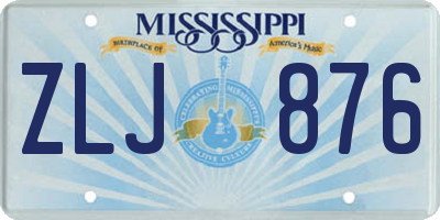 MS license plate ZLJ876