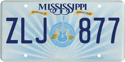 MS license plate ZLJ877