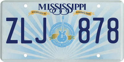 MS license plate ZLJ878