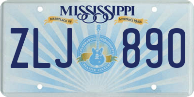 MS license plate ZLJ890