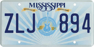 MS license plate ZLJ894