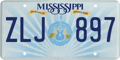 MS license plate ZLJ897