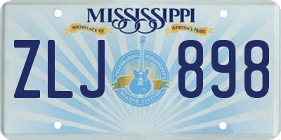 MS license plate ZLJ898