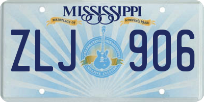 MS license plate ZLJ906