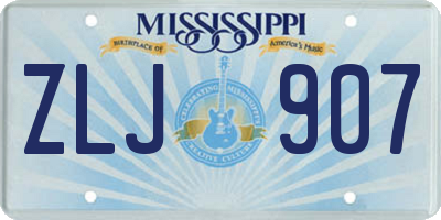 MS license plate ZLJ907