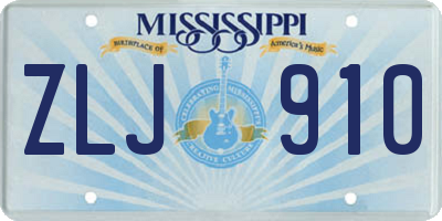 MS license plate ZLJ910