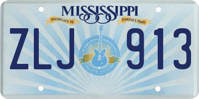 MS license plate ZLJ913