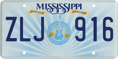MS license plate ZLJ916