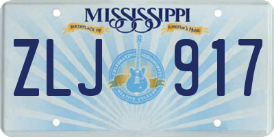 MS license plate ZLJ917